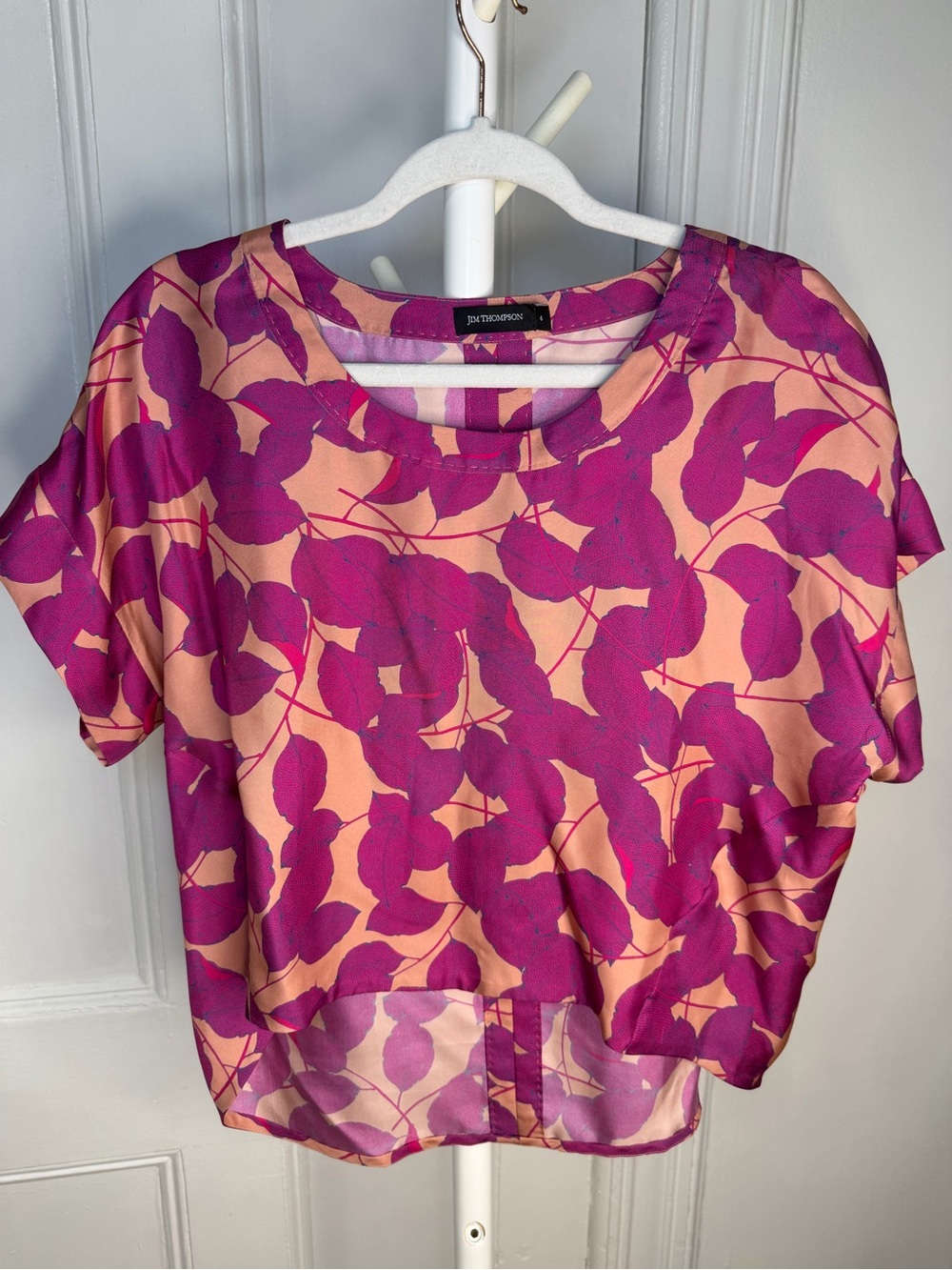 Jim Thompson Pink Floral Print Short Sleeve Top